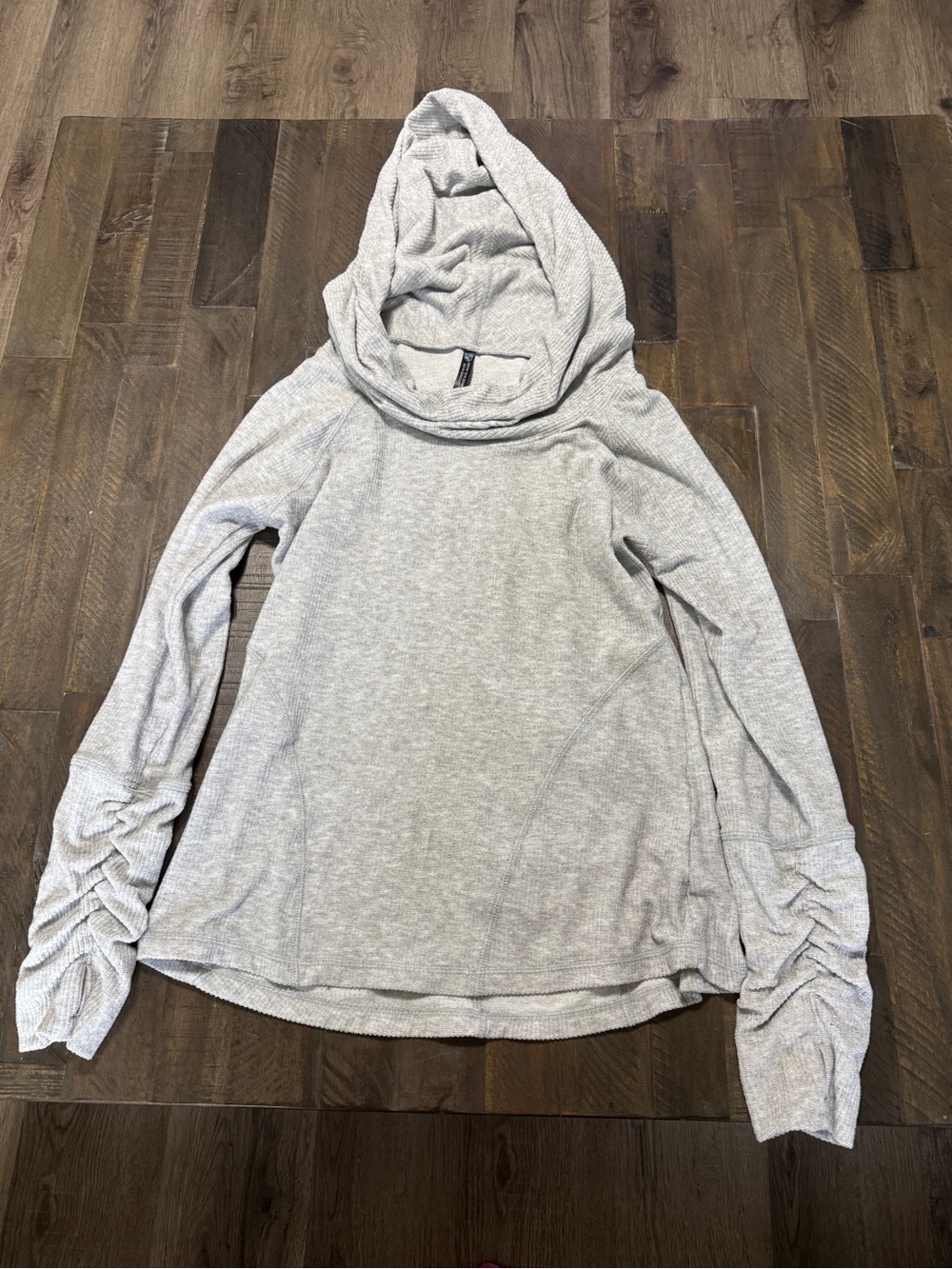 Kuhl Kamryn Cowl Pullover Women's Gray Ribbed Ruched Hoodie Sweater